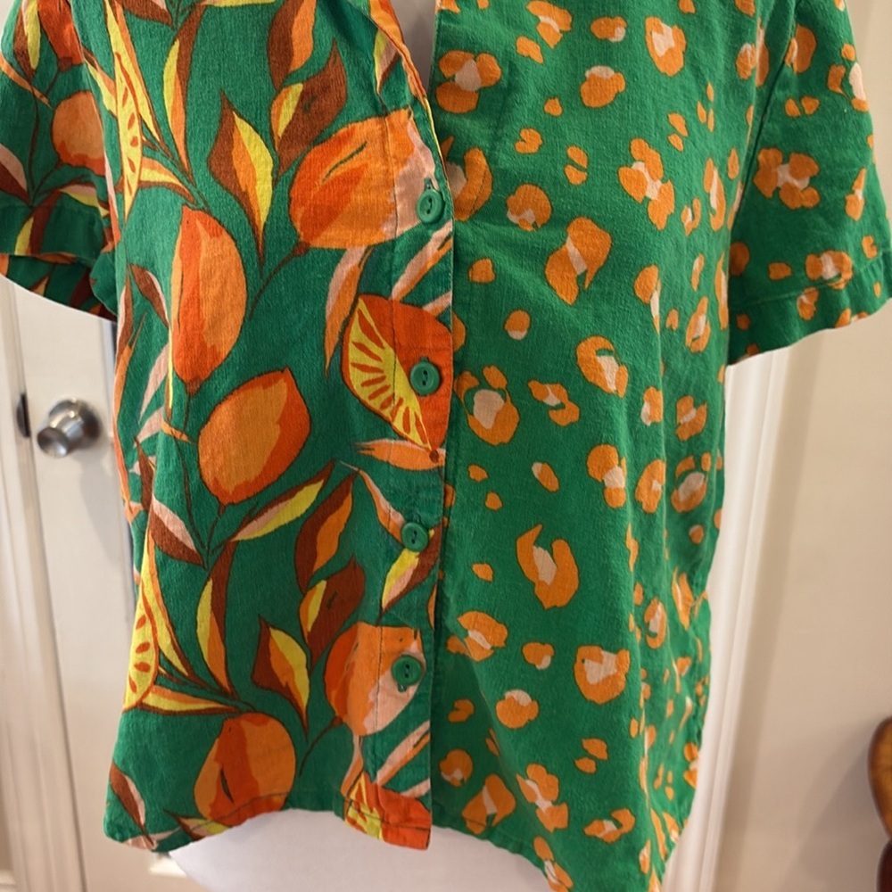 Tabitha Brown for Target Tropical Leopard Print Linen Blend Shirt. Size M - Picture 3 of 8